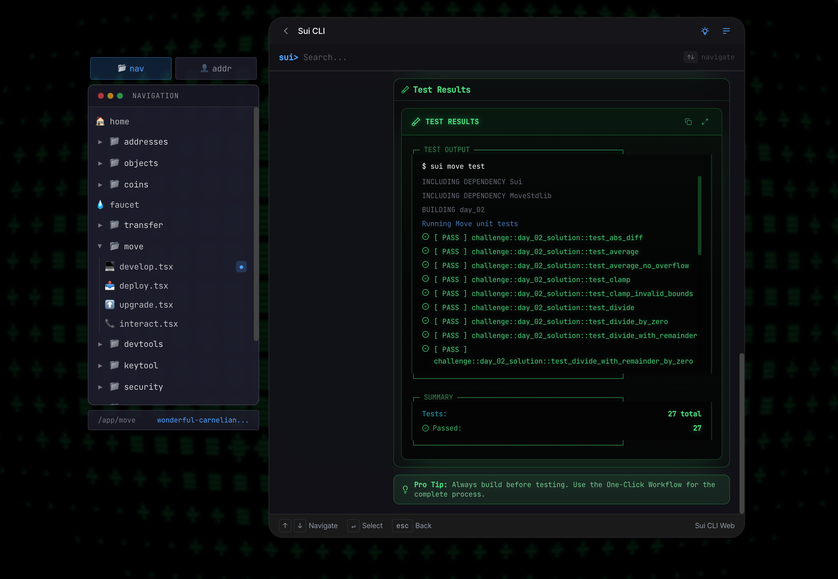 Day 2 Move tests passing - 21 tests for functions and testing