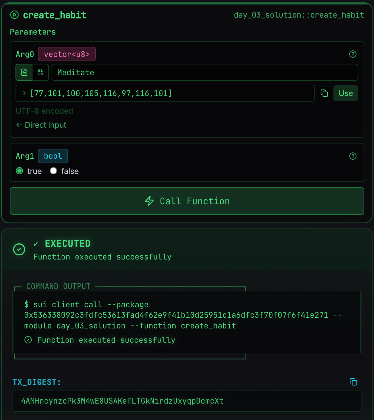 Calling create_habit with completed=true
