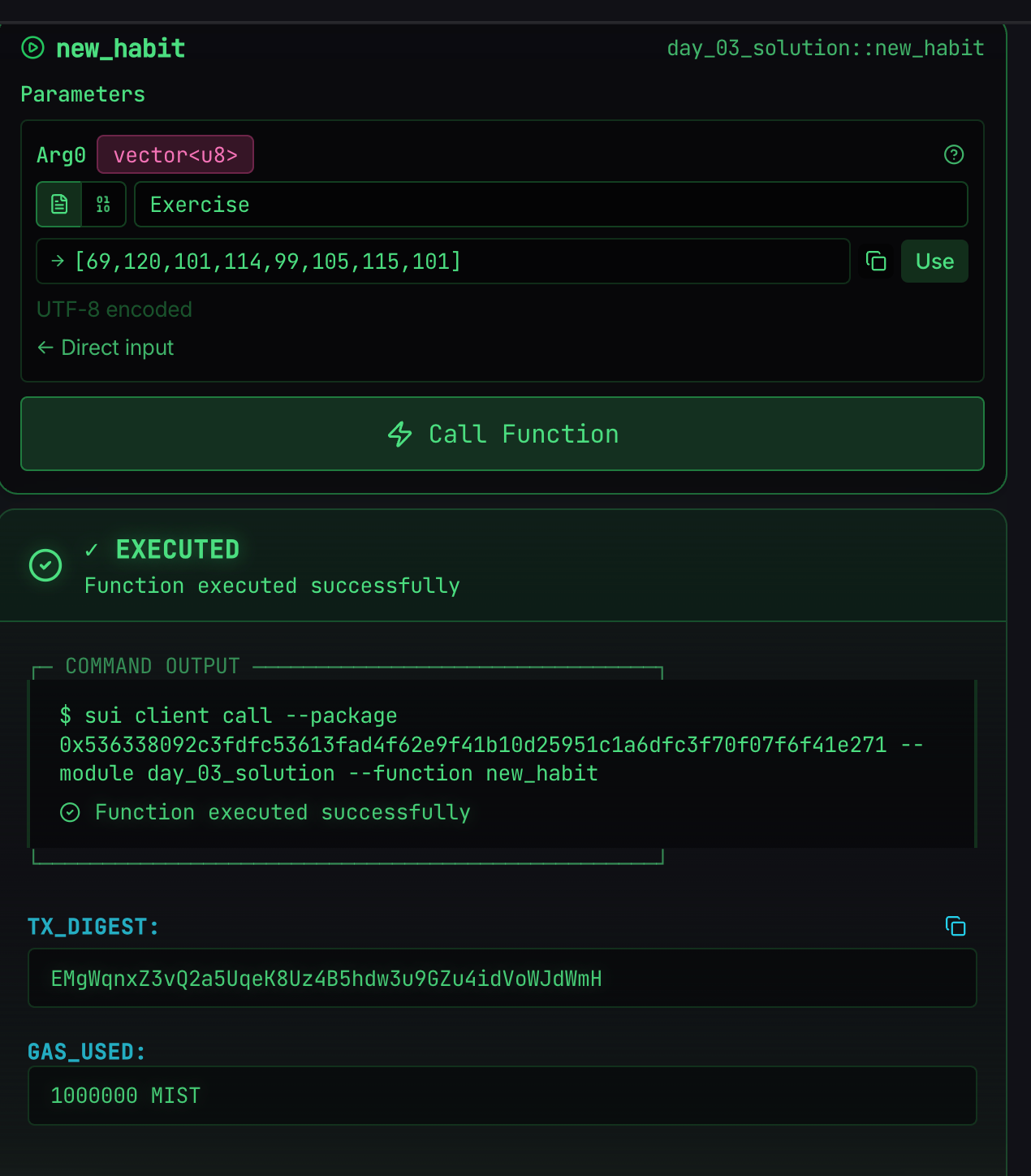Calling new_habit function